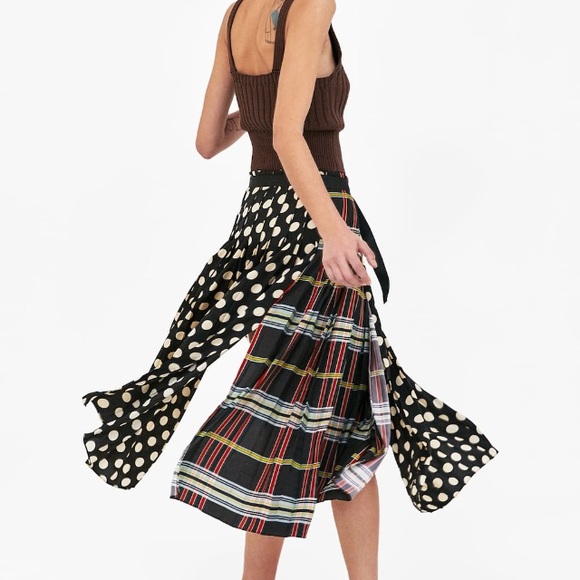 zara polka dot pleated skirt